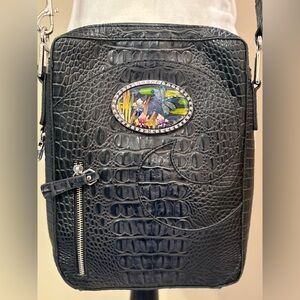 Debbie Brooks Black Crocodile Embossed Women's Bag